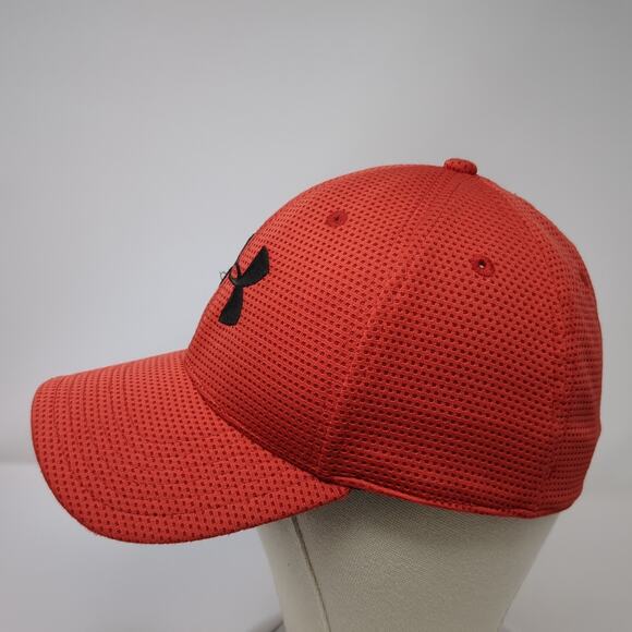 Under Armour Fitted Hat Red Large Embroidered Logo Vent Holes Outdoor - Picture 3 of 9